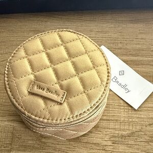 Vera Bradley Quilted Round Case keepsake box NWT champagne gold pearl